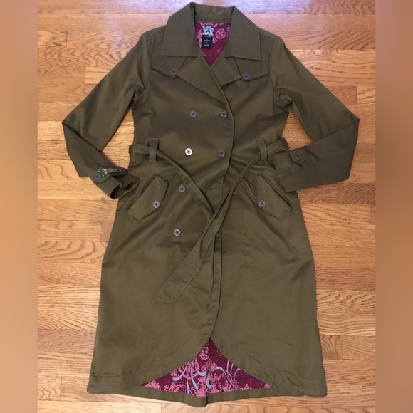 longline trench coat green size S - Picture 8 of 17